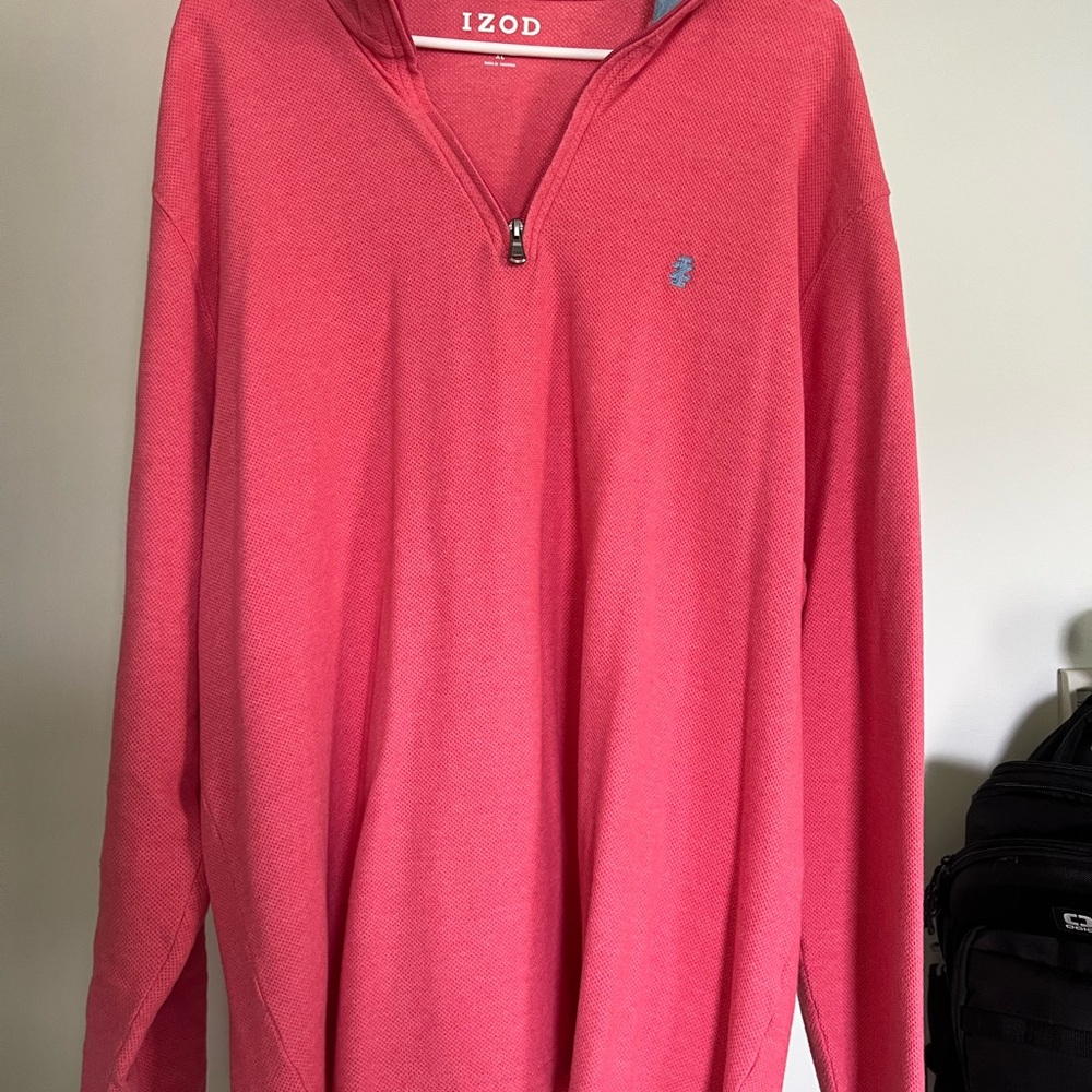 Izod Coral-Pink Quarter-Zip Pullover